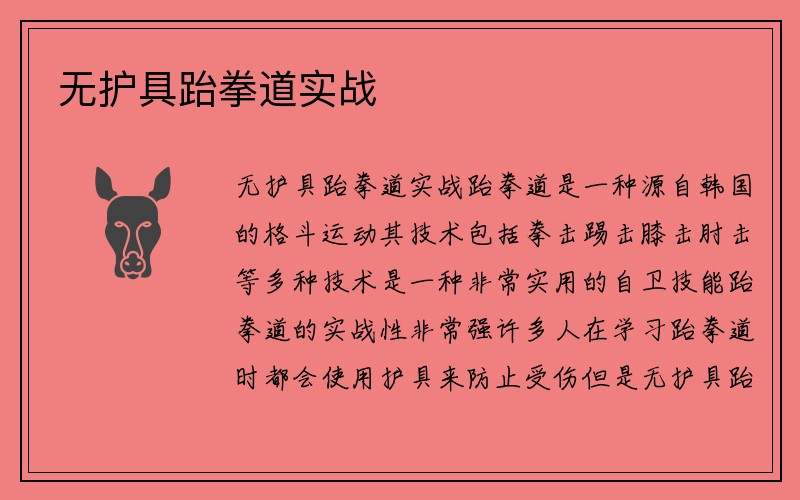 无护具跆拳道实战