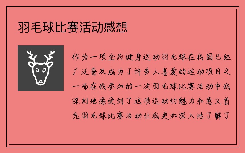 羽毛球比赛活动感想