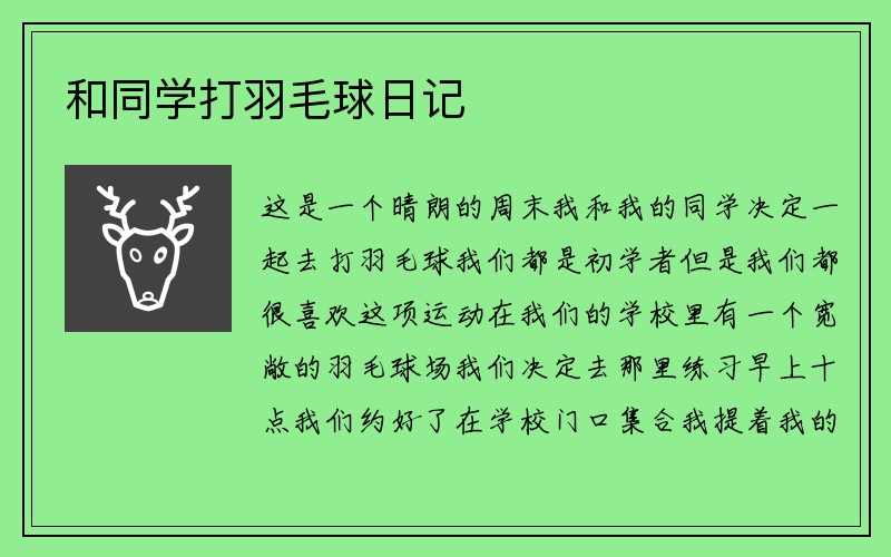 和同学打羽毛球日记