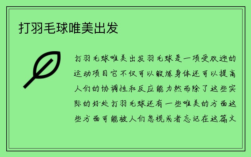 打羽毛球唯美出发