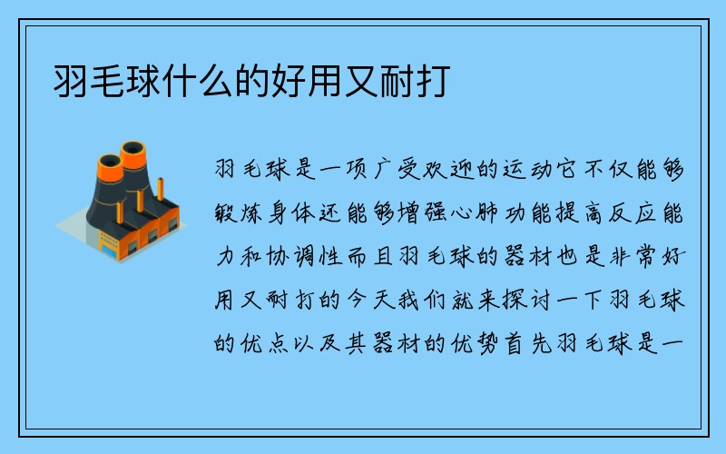 羽毛球什么的好用又耐打