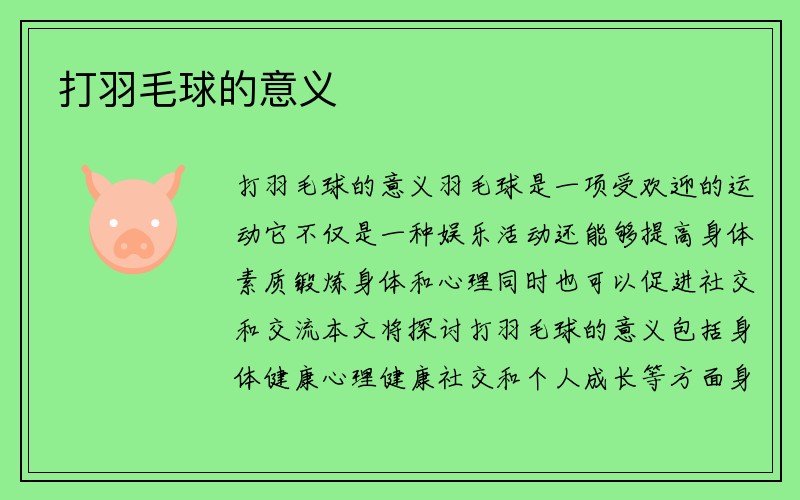 打羽毛球的意义